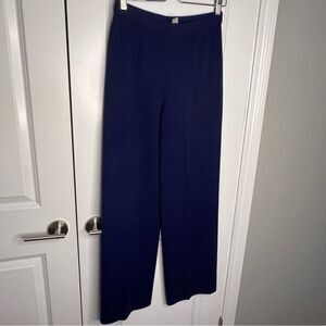 St John Collection Santana Knit Blue Wide Leg Pull on Pants Size 6